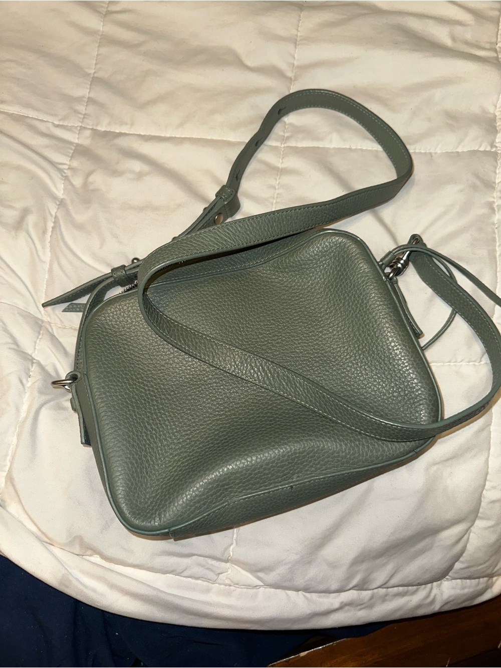 All Saints Green Pebbled Leather Crossbody Bag